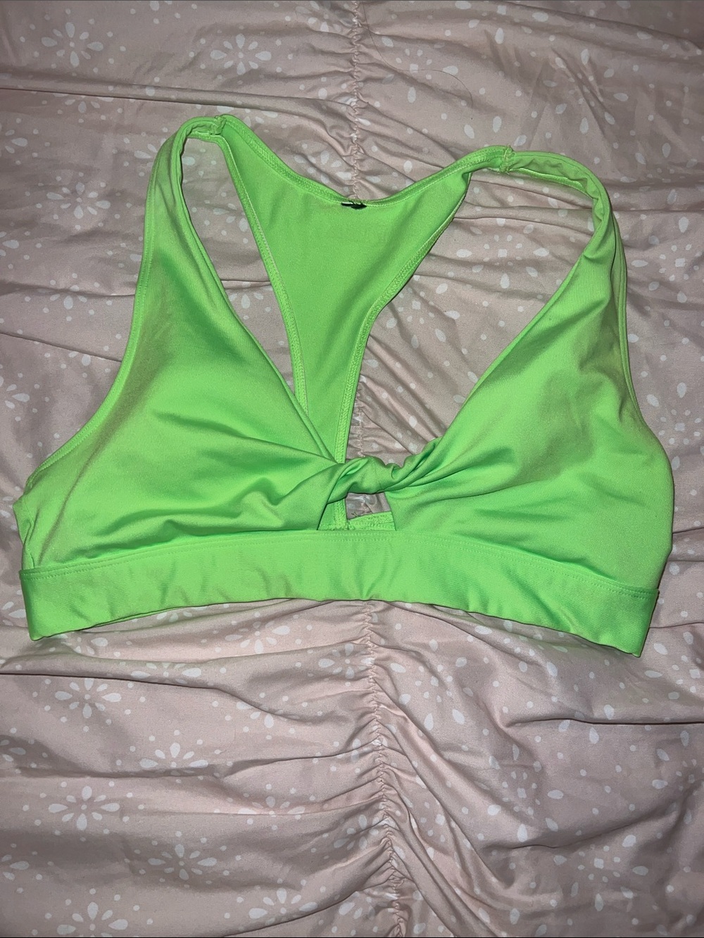 Neon Green Racerback Knot Sports Bra